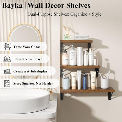 BAYKA Floating Shelves for Wall, Book Shelf for Bedroom, Wall Decor Shelves for Living Room