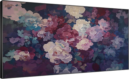 SIGNWIN 36"x72" Extra Large Framed Wall Art Bold Peony Bloom in Colorful Impressionist Style, Lush