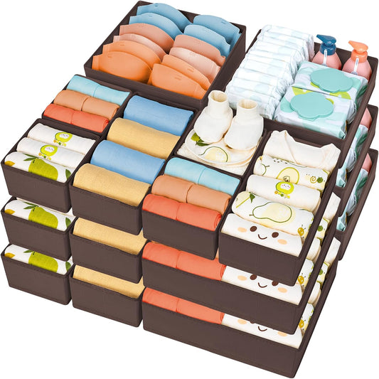 DIMJ Drawer Organizer 15 Pack - Foldable Baby Organizers and Storage & Dresser Organizer for