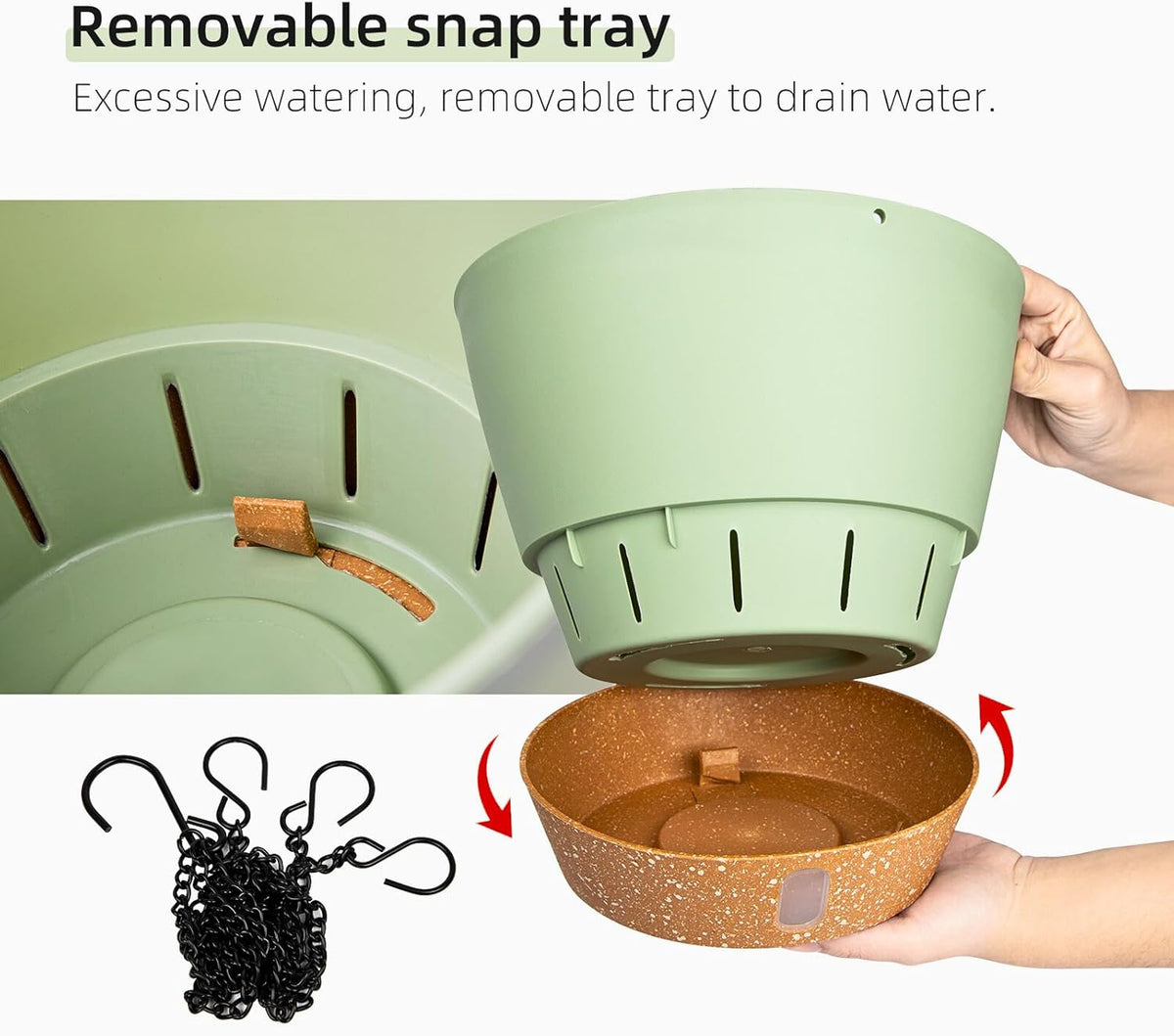 QCQHDU 2 Pack Hanging Planters for Indoor Outdoor Plants, 10 Inch Hanging Baskets Flower Pots with