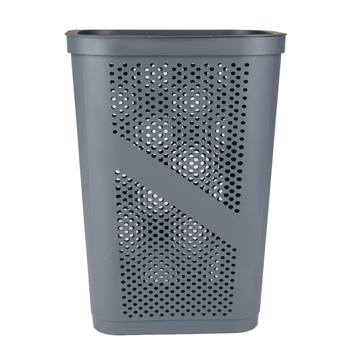 Mind Reader Slim Laundry Hamper with Lid, 60L Clothes Basket, Ventilated Plastic, Gray