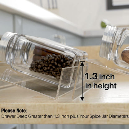 Antimbee Spice Drawer Organizer, 4 Tier- 4 Pack Acrylic Spice Rack Tray for Drawer, Expandable From