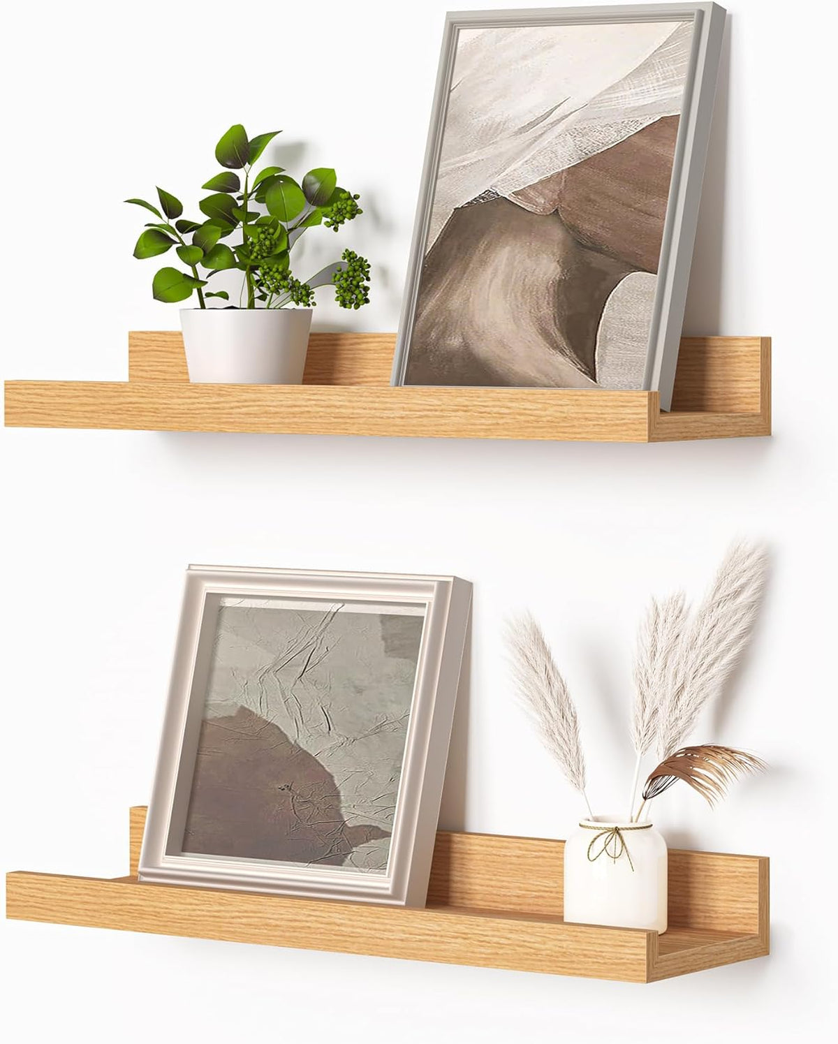 Heimlove Picture Ledge Shelf, Small Floating Shelves Set of 2, 16 Inches Picture Shelf for Wall