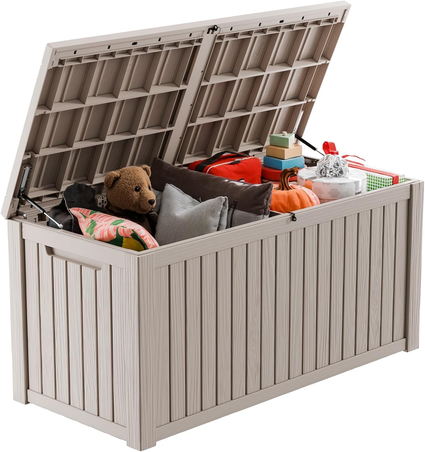 180 Gallon Resin Deck Box, Lockable Patio Outdoor Storage Box for Furniture, Garden Tools and Tools