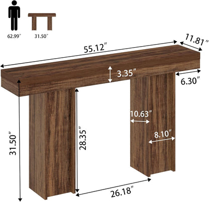 55Inch Farmhouse Console Table,Wooden Rectangular Sofa Table Behind The Couch,Entryway Console