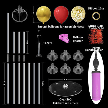 Red and Gold Balloon Stand Centerpiece Table Decorations for 49ers Party Birthday Graduation