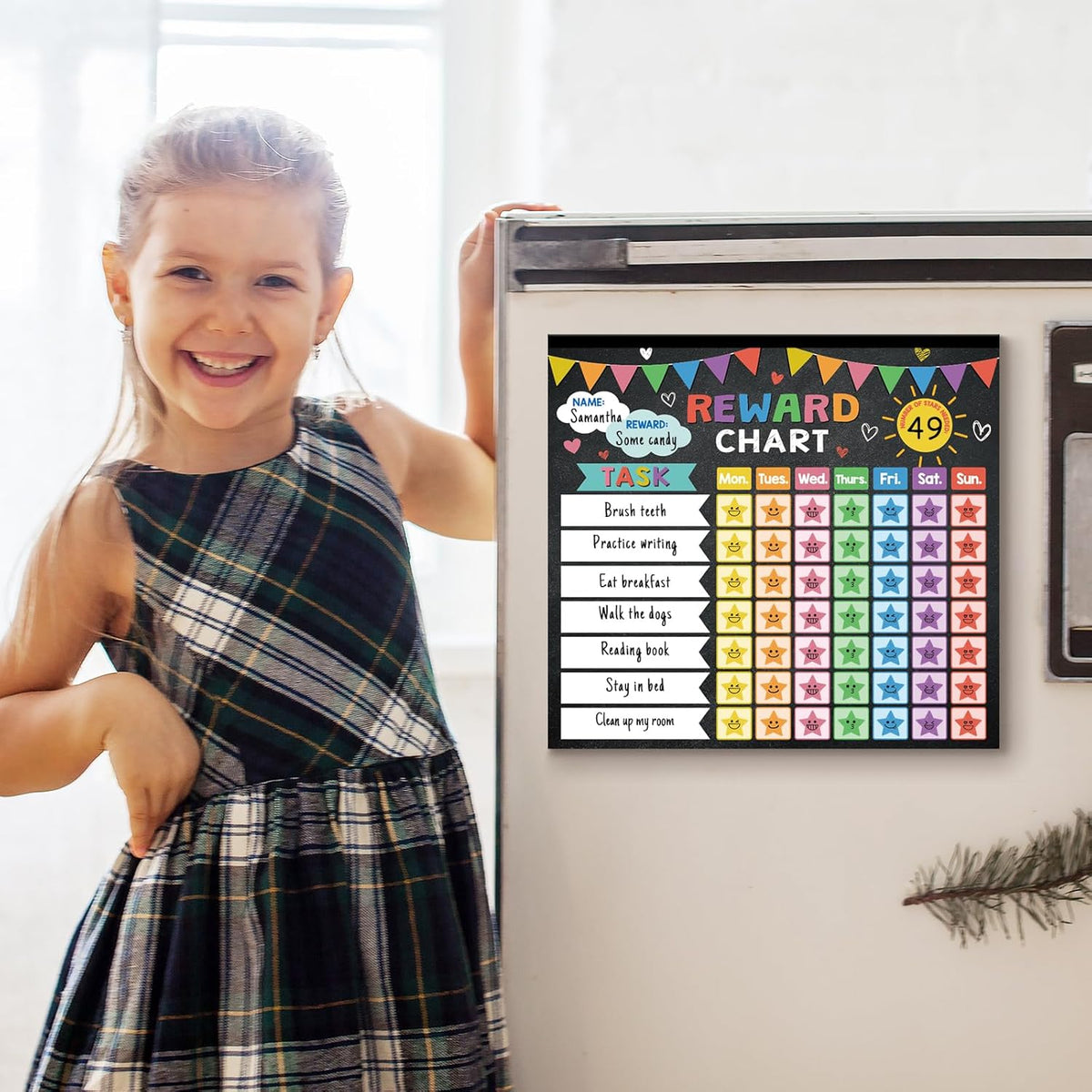 Reward Chart for Kids,Magnetic Behavior Chore Chart for Kids at Home,26 Black Chore Charts,1960