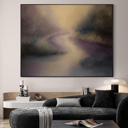 SIGNWIN 46"x60" Extra Large Framed Wall Art Golden Light River Path Dreamy Impressionist Landscape