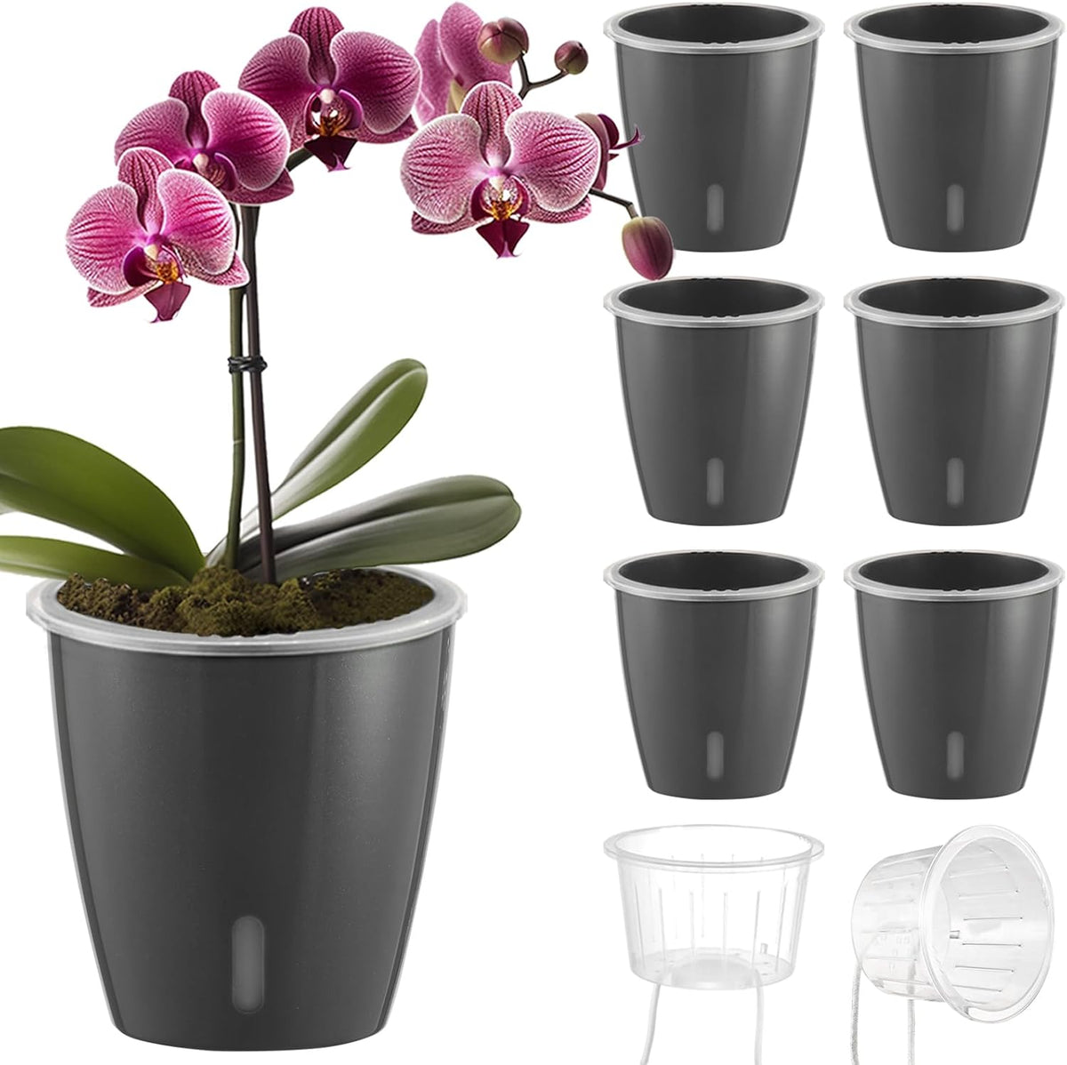 Self Watering Pots for Indoor Plants, 6-Pack 5'' Self Watering Planter with Drainage Holes, Small