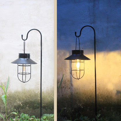 4 Pack Hanging Solar Lantern Lights with Shepherd Hook, Metal Waterproof Warm White Edison Bulb