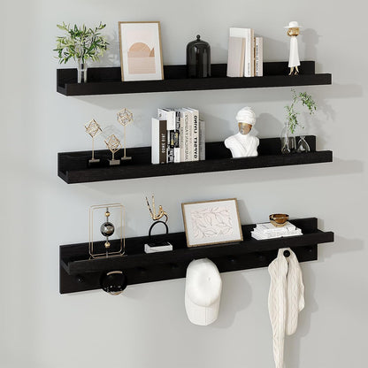 MBYD Floating Shelves for Wall, Nursery Floating Bookshelf for Kids Room, Black Wall Mount Book