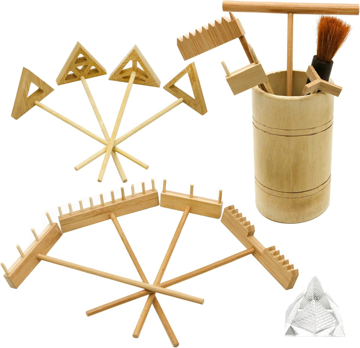 Zen Garden Rake Tool Kit - Miniature Tabletop Japanese Rock Sand Zen Garden Accessories Mini Bamboo