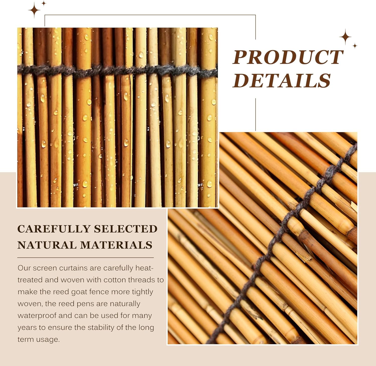 Natural Reed Fencing Rolls: Privacy Bamboo Fence 3/4/5/6ft High Roll Reed Screen, Decorative Bamboo