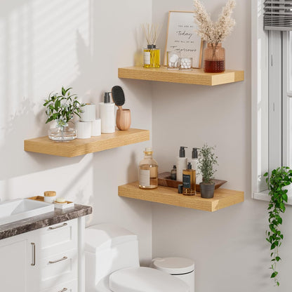 Heimlove 12" Deep Floating Shelves for Wall, 24 Inch Wall Shelf Bathroom Shelves Set of 2, Wall