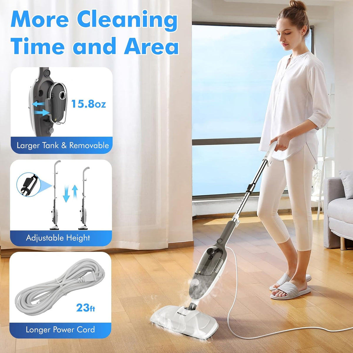 Steam Mop - All-in-one Powerful Handheld Steam Cleaner Detachable Floor Steamer with 11