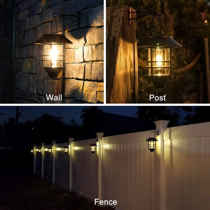 Solar Lantern Outdoor Lights, Hanging Waterproof Lantern Lights with Wall Mount Kit for Garden