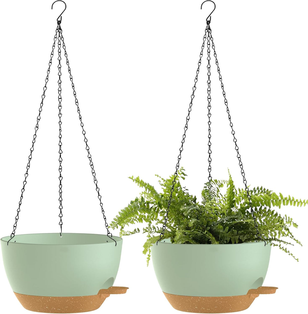 12 Inch Hanging Baskets 2 PC with Chains, Self-Watering Hanging Planters for Indoor Outdoor Plants