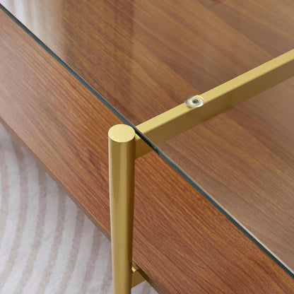 X-Large Rectangle Glass Coffee Table, Mid-Century Modern Design, for Living Room, L47 x W24 x H17