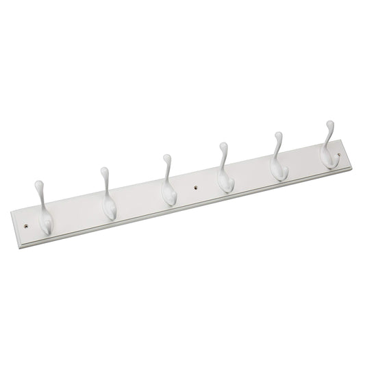 Franklin Brass Heavy Duty (1-Pack) 27" Coat Rack Wall Mount Pure White Hat Rack with 6 Hooks