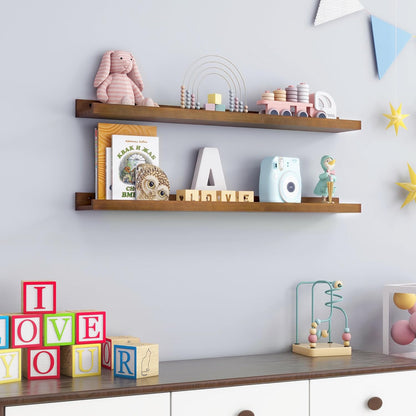 Picture Ledge Wall Shelves 36 inch Width Set of 2, Solid Pine Wood Rustic Floating Ledge Shelves
