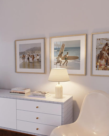 Haus and Hues Solid Oak Wood 20”x20” Picture Frames Matted to 16”x16” Set of 3 - Natural Oak