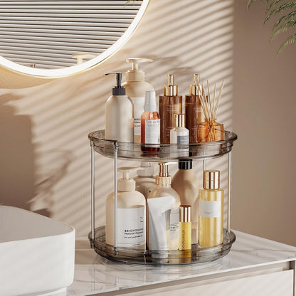 LAMU 2 Tier Lazy Susan Turntable Organizer 9.25'' Rotating Spice Rack Organization for Cabinet