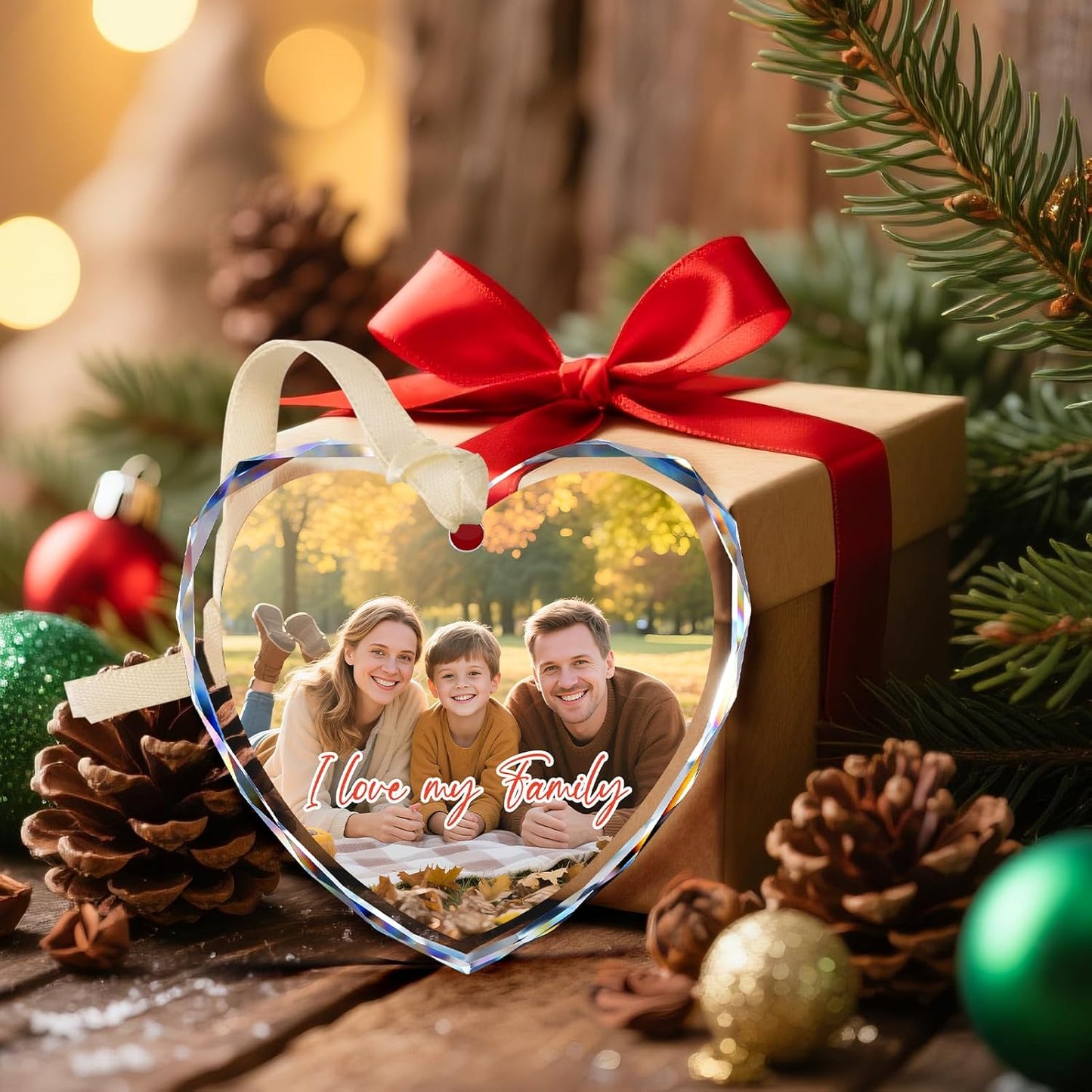 Personalized Christmas Ornaments 2025 - Custom Crystal Photo Ornaments for Christmas Tree, Wedding