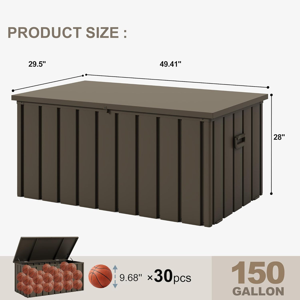 PURPLE LEAF Outdoor Deck Box 150 Gallon Waterproof Lockable Storage Box Container with Lid Deck