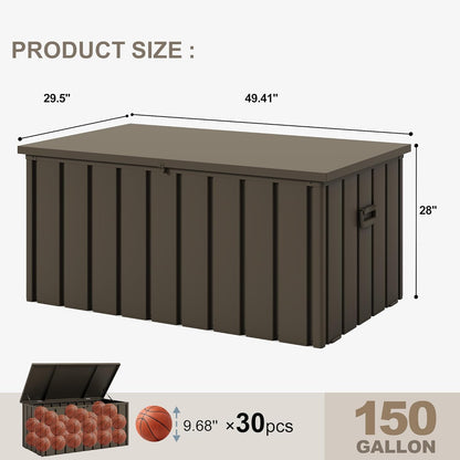 PURPLE LEAF Outdoor Deck Box 150 Gallon Waterproof Lockable Storage Box Container with Lid Deck