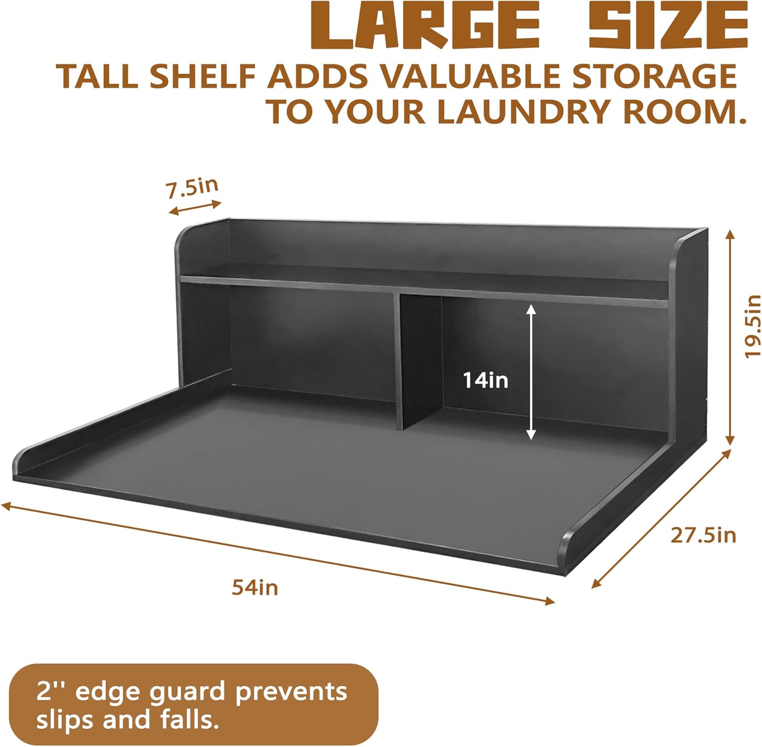 Royxen 2-Tier Washer Dryer Countertop,19.5"H Wood Washer and Dryer Topper with Storage
