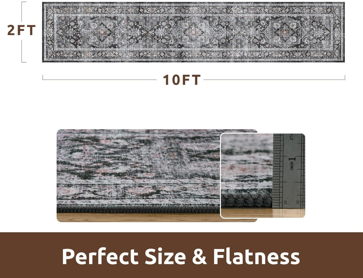 AMOAMI-2X10 Runner Rug-Washable Runners for Hallways-Soft Non Slip Bedside Rugs for Bedroom-Vintage