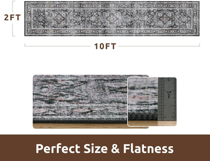 AMOAMI-2X10 Runner Rug-Washable Runners for Hallways-Soft Non Slip Bedside Rugs for Bedroom-Vintage