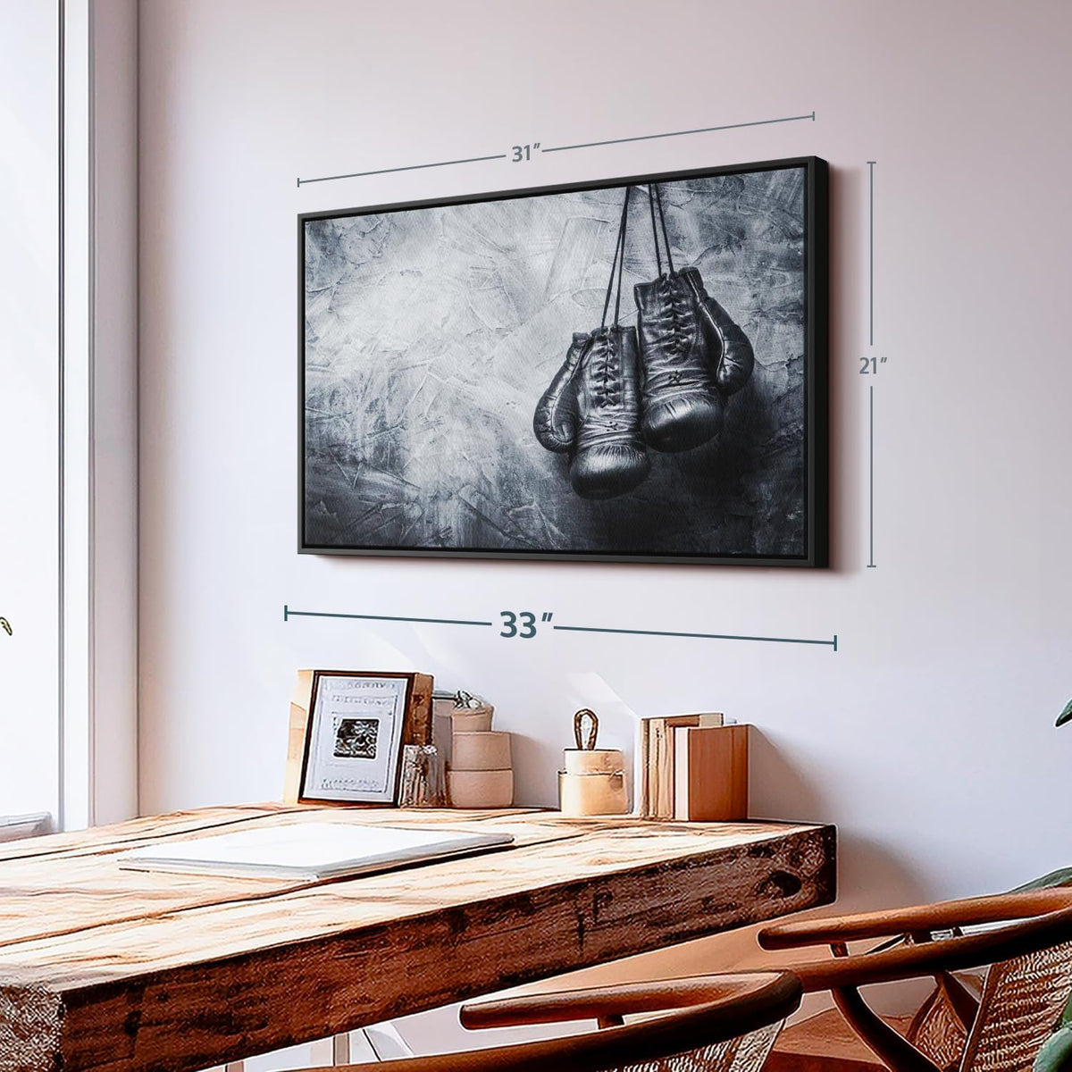 ElephantStock Boxing Gloves Wall Art - Horizontal Framed Canvas - 1-Piece Living Room Wall Decor