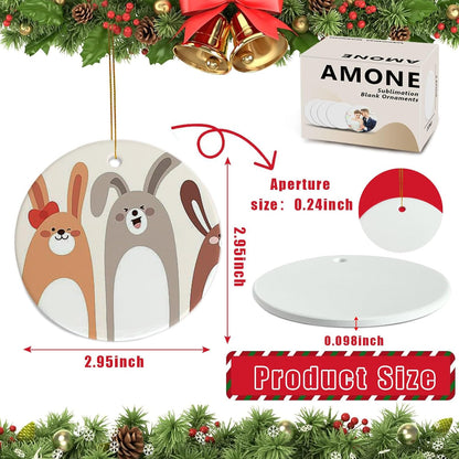 Sublimation Ornament Blanks, 3" White Ceramic Ornaments Personalized Easter Ornaments Sublimation