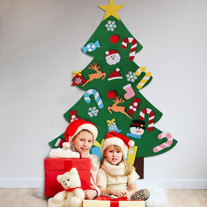 AerWo DIY Felt Christmas Tree Set + 26pcs Detachable Ornaments, Kids Wall Hanging Xmas Gifts for