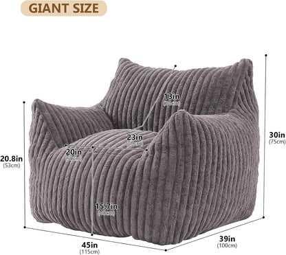 Giant Bean Bag Chairs for Adults with Filling Plush Fluffy Bean Bag Chairs for Teens with Armrests