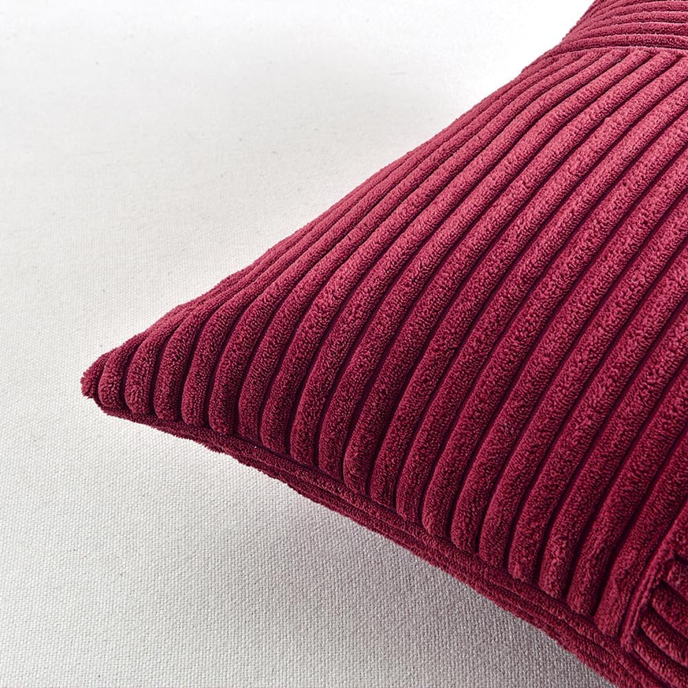 Fancy Homi 2 Packs Burgundy Long Lumbar Decorative Throw Pillow Covers 12x24 Inch for Couch Bed