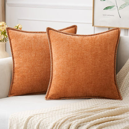 MIULEE Pack of 2 Fall Couch Throw Pillow Covers 20x20 Inch Orange Farmhouse Decorative Pillow