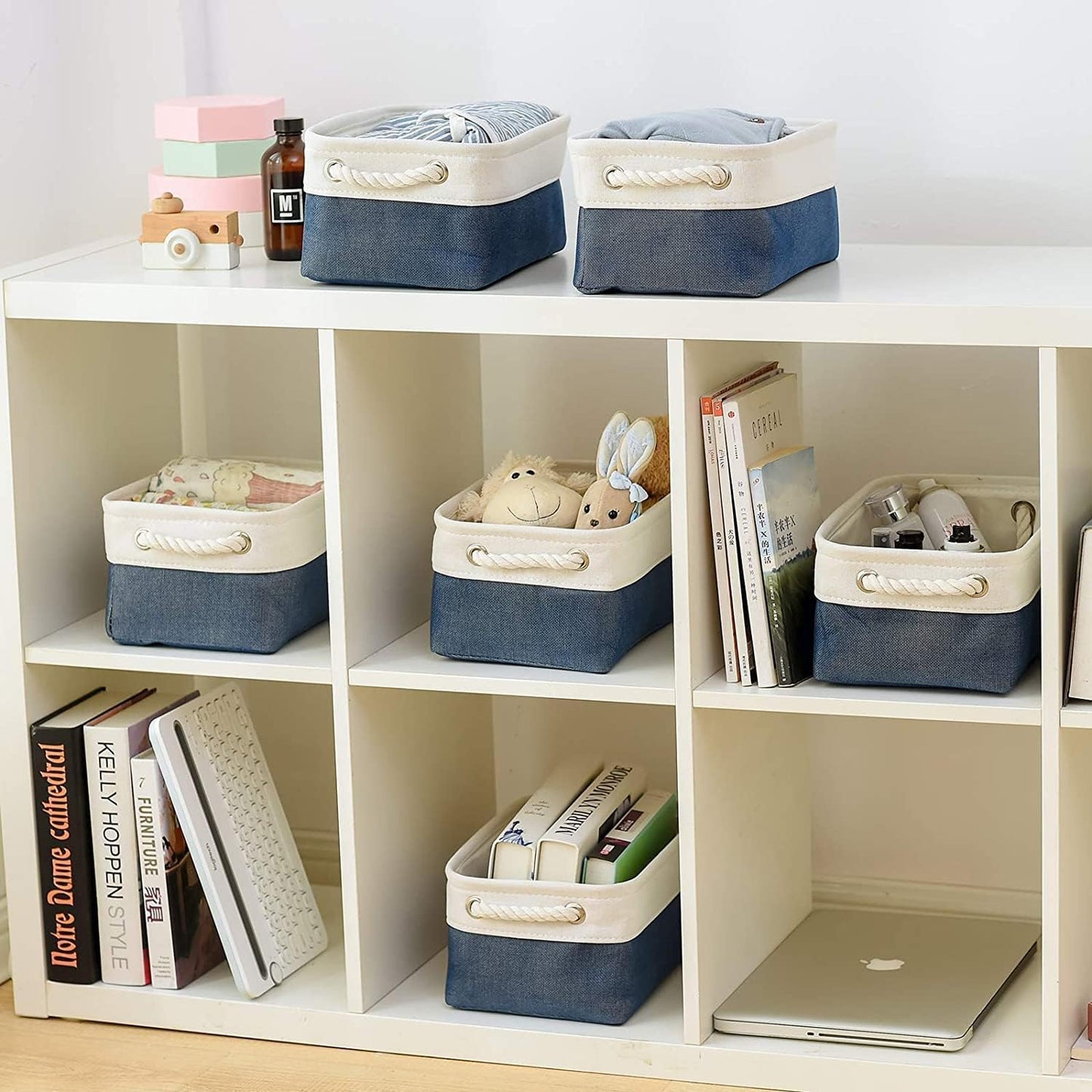 TheWarmHome Storage Bins for Shelves - 12x8x5.2 inch 1 Pack Baskets for Gifts Empty, Fabric Storage