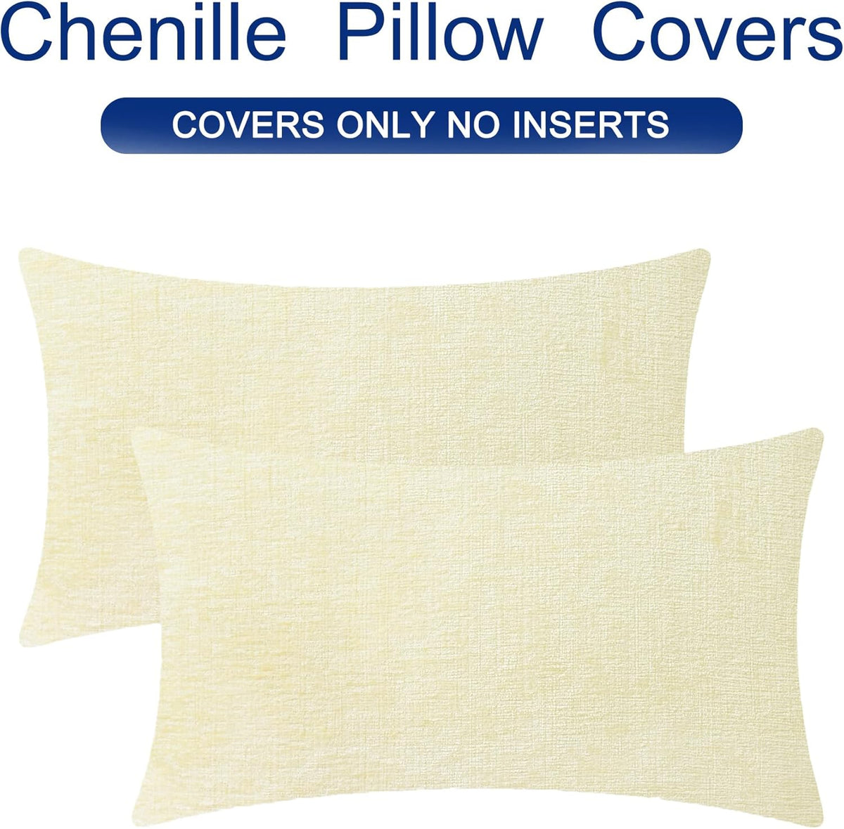 CaliTime Throw Pillow Covers Decorative 16 X 26 Inches Pack of 2 Cozy Chenille Cushion Cases for