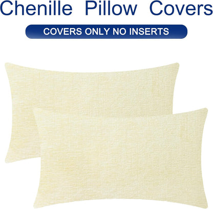 CaliTime Throw Pillow Covers Decorative 16 X 26 Inches Pack of 2 Cozy Chenille Cushion Cases for