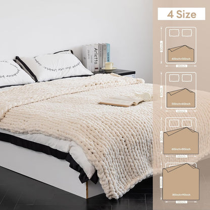 Chunky Knit Blanket - Luxury Soft Cozy Extra Large Size (80 * 90) Throw Blanket,100% Woven Blanket