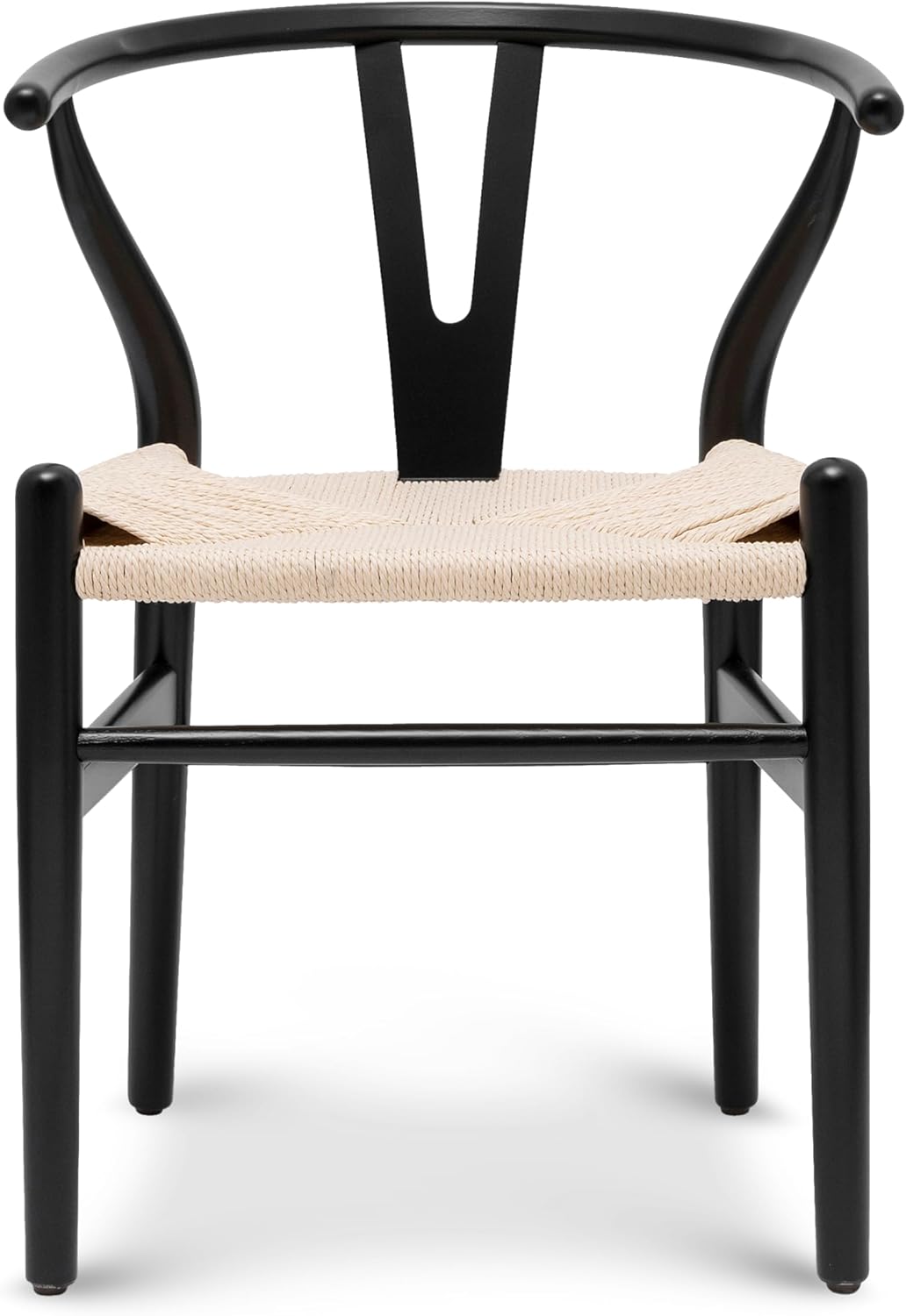POLY & BARK Weave Dining Chair – Mid-Century Modern Wishbone Dining Chair with Arms, Solid Wood