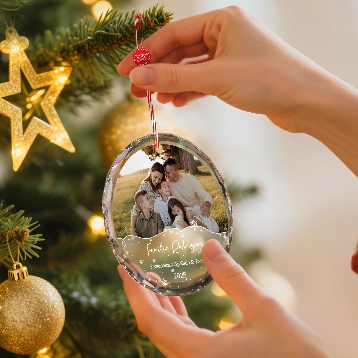 Bemaystar Personalized Family Christmas Ornaments 2025–Custom Crystal Ornament with Photo and