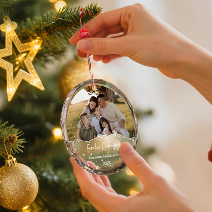 Bemaystar Personalized Family Christmas Ornaments 2025–Custom Crystal Ornament with Photo and