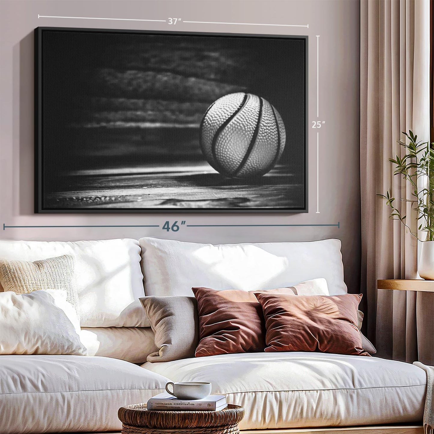 ElephantStock Basketball Wall Art - Horizontal Framed Canvas - 1-Piece Hallway Wall Decor