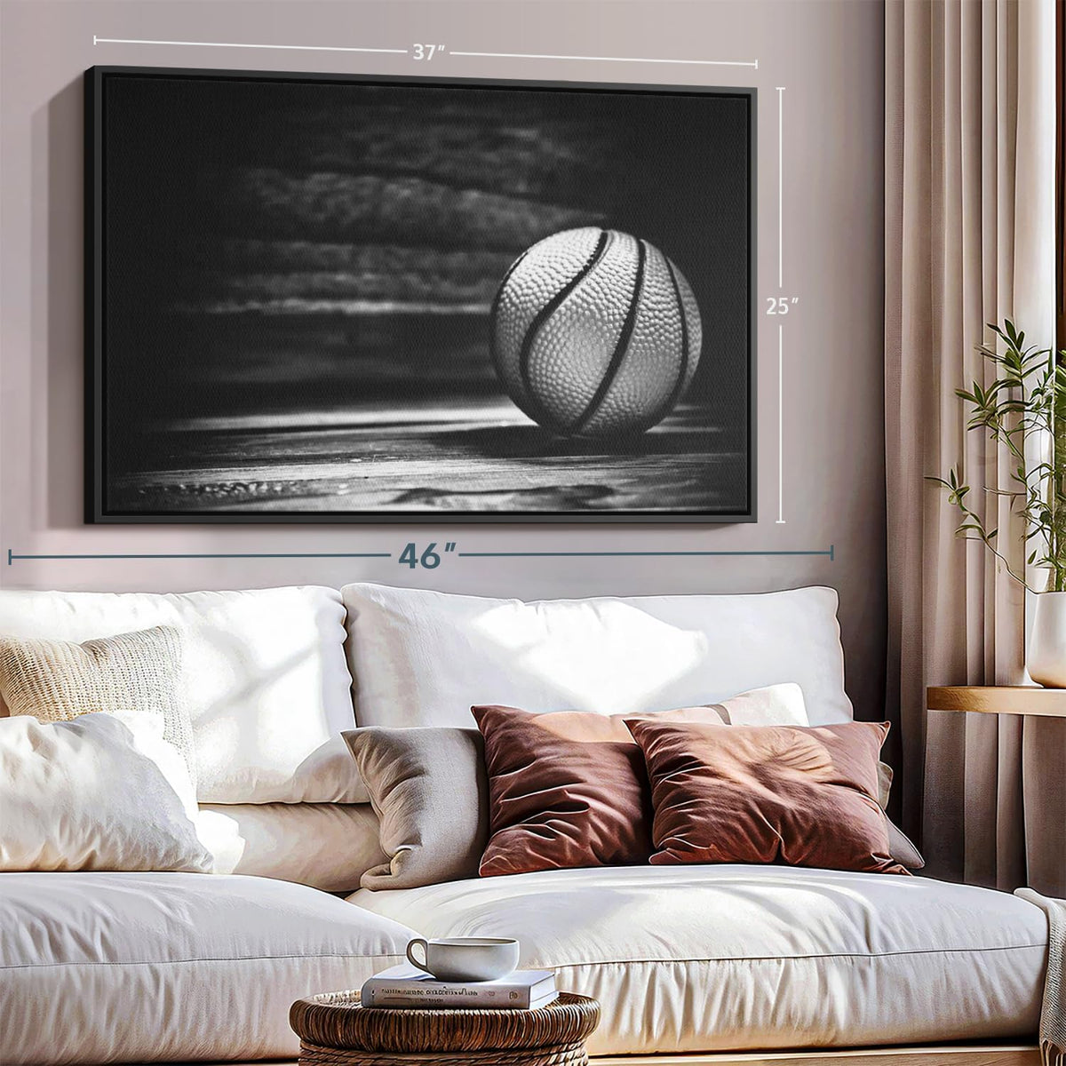 ElephantStock Basketball Wall Art - Horizontal Framed Canvas - 1-Piece Hallway Wall Decor