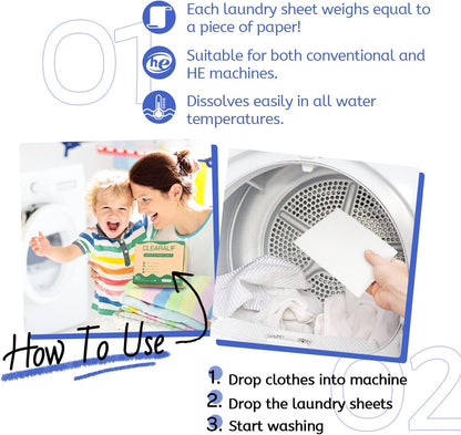 CLEARALIF Laundry Detergent Sheets (480 Loads), Fresh Linen,Great For Travel,Apartments