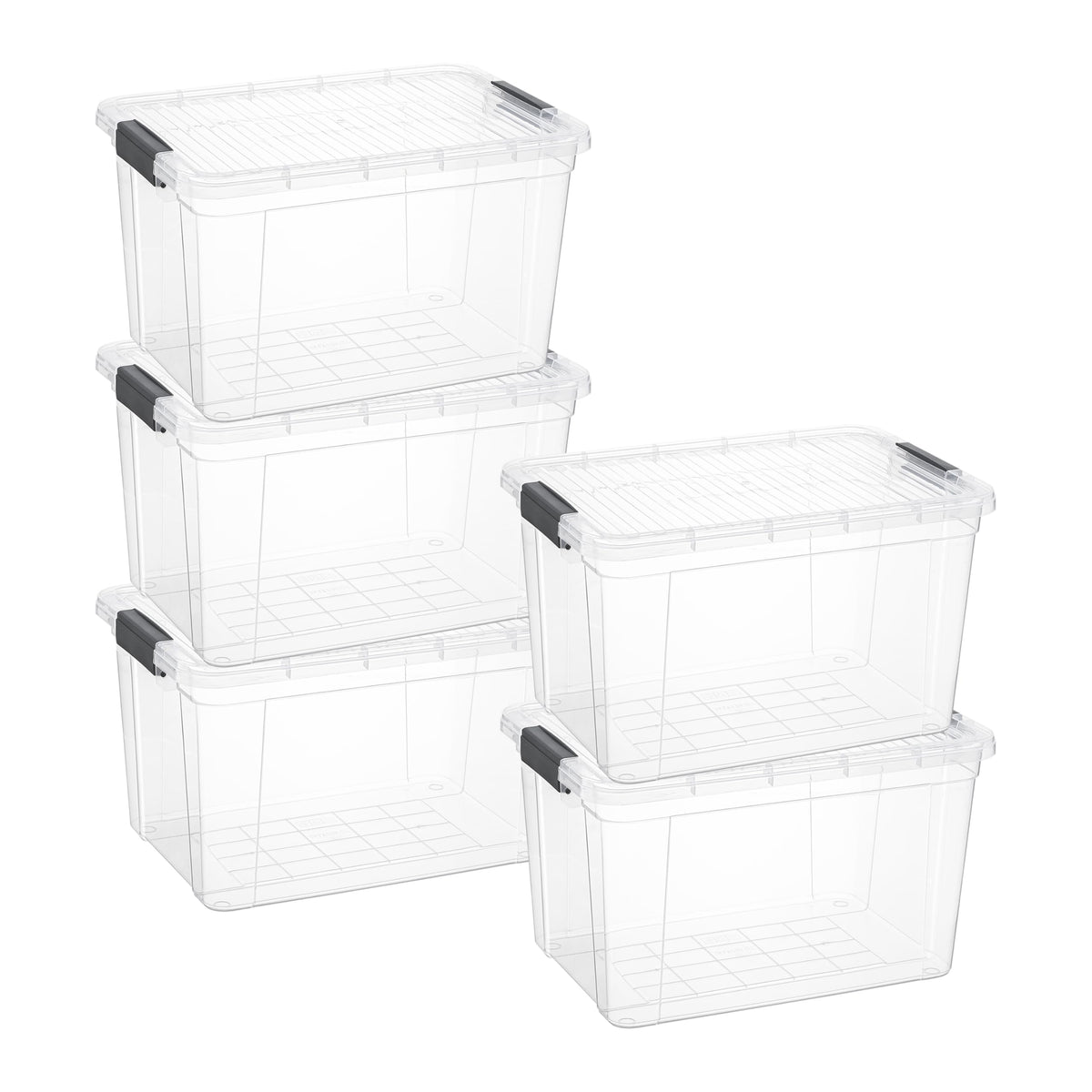 Superio Clear Storage Boxes with Lids, 26.5 Quart Plastic Container Bins for Organizing, Stackable