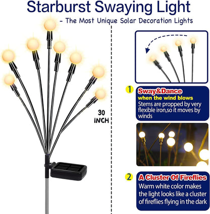 TONULAX Solar Garden Lights - Upgraded Solar Swaying Light, Sway by Wind, Outdoor Lights, Yard
